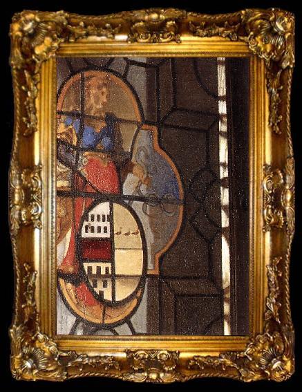 framed  VERMEER VAN DELFT, Jan A Lady and Two Gentlemen (detail) qr, ta009-2